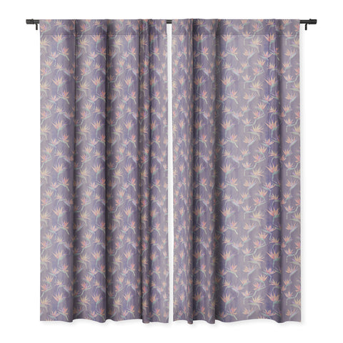 Schatzi Brown Painted Bird Lilac Blackout Window Curtain