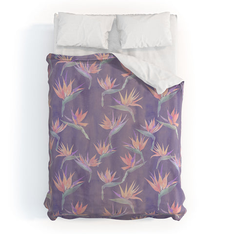 Schatzi Brown Painted Bird Lilac Duvet Cover