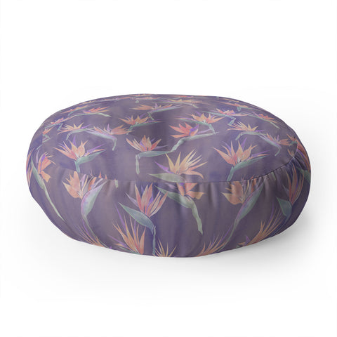 Schatzi Brown Painted Bird Lilac Floor Pillow Round