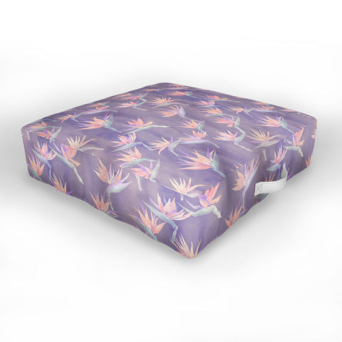 Schatzi Brown Painted Bird Lilac Outdoor Floor Cushion
