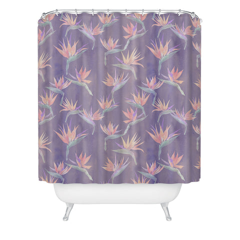 Schatzi Brown Painted Bird Lilac Shower Curtain