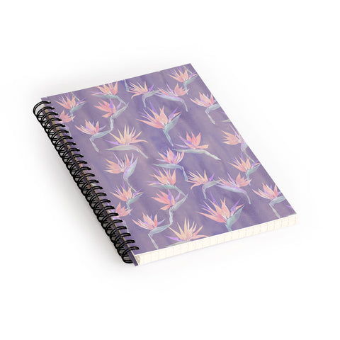Schatzi Brown Painted Bird Lilac Spiral Notebook