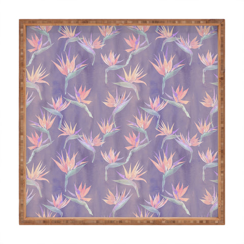 Schatzi Brown Painted Bird Lilac Square Tray