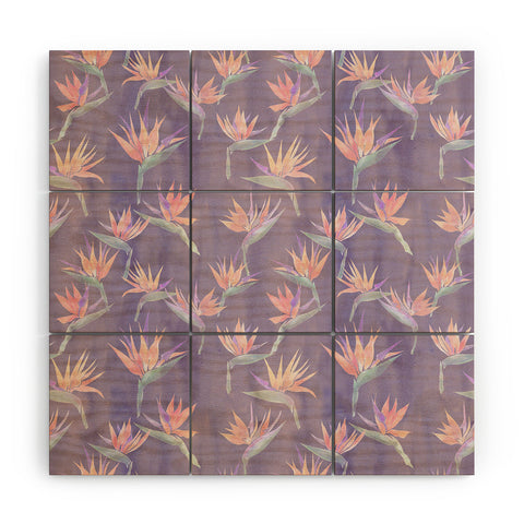 Schatzi Brown Painted Bird Lilac Wood Wall Mural