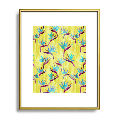 Schatzi Brown Painted Bird Yellow Metal Framed Art Print
