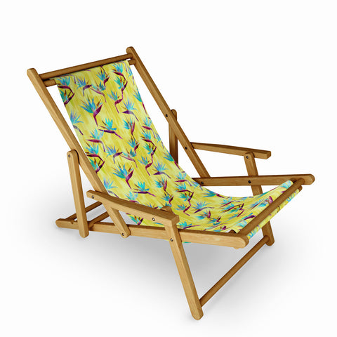 Schatzi Brown Painted Bird Yellow Sling Chair