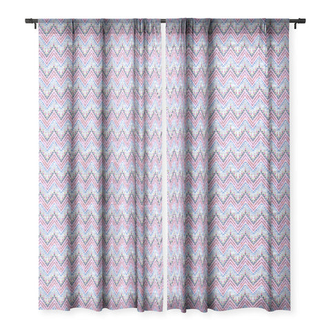 Schatzi Brown Pena Chevron Silver Sheer Window Curtain