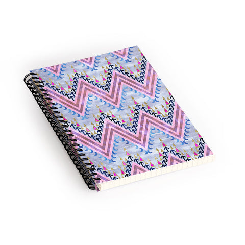 Schatzi Brown Pena Chevron Silver Spiral Notebook
