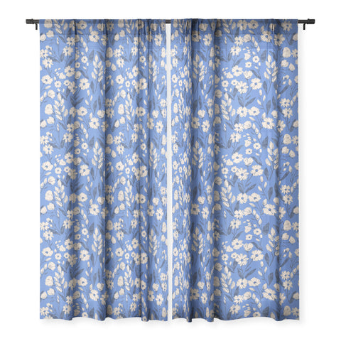 Schatzi Brown Penelope Floral Bluebell Sheer Window Curtain
