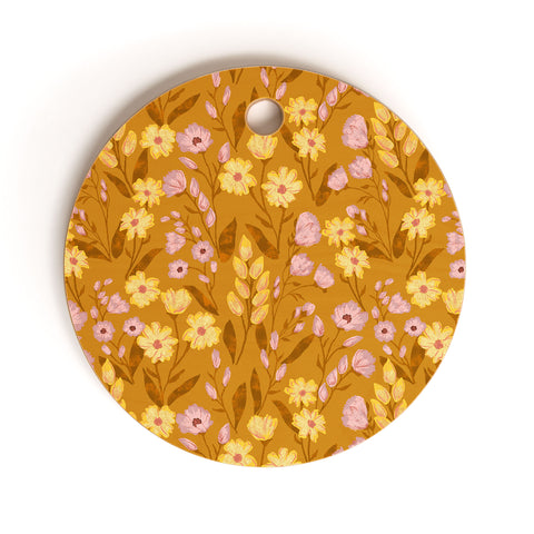 Schatzi Brown Penelope Floral Bronze Cutting Board Round