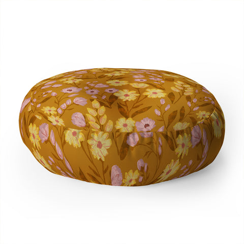 Schatzi Brown Penelope Floral Bronze Floor Pillow Round