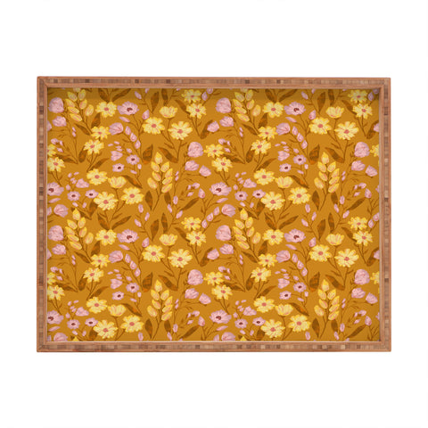 Schatzi Brown Penelope Floral Bronze Rectangular Tray