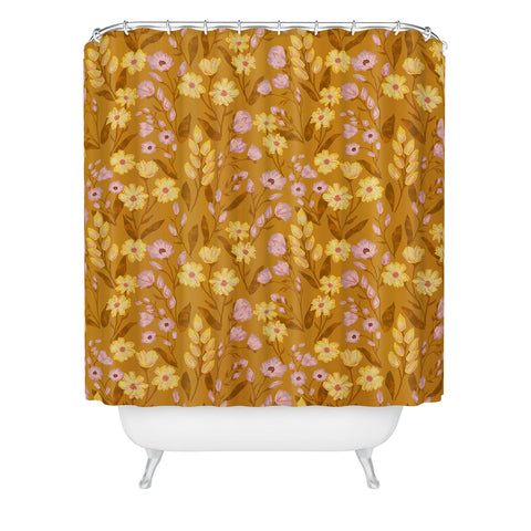 Schatzi Brown Penelope Floral Bronze Shower Curtain