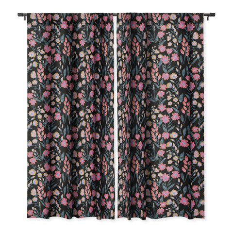 Schatzi Brown Penelope Floral Noir Brights Blackout Window Curtain