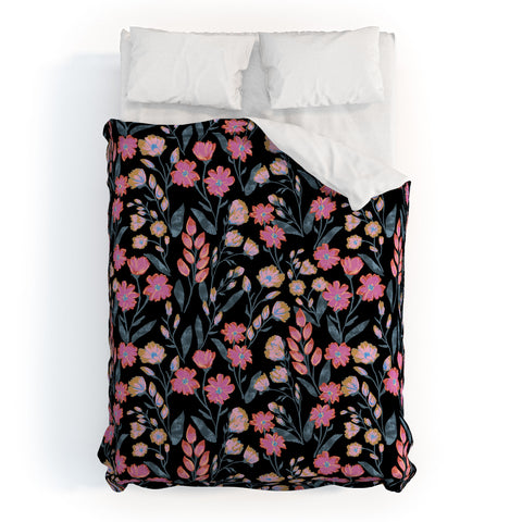 Schatzi Brown Penelope Floral Noir Brights Duvet Cover