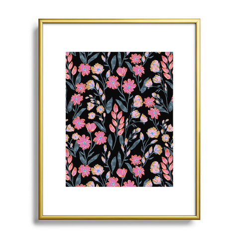 Schatzi Brown Penelope Floral Noir Brights Metal Framed Art Print