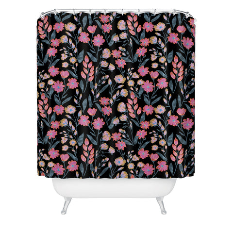 Schatzi Brown Penelope Floral Noir Brights Shower Curtain
