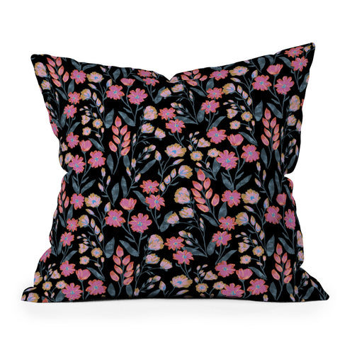 Schatzi Brown Penelope Floral Noir Brights Throw Pillow
