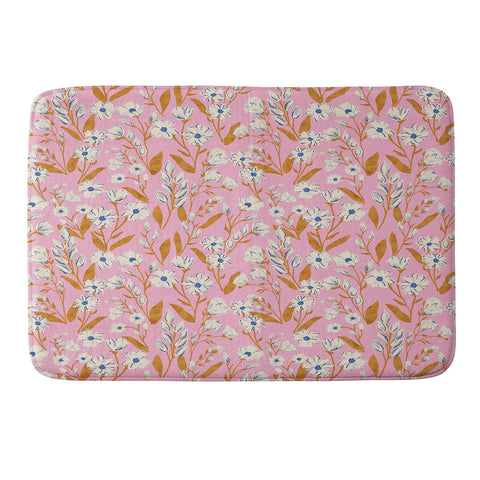 Schatzi Brown Penelope Floral Pink Memory Foam Bath Mat