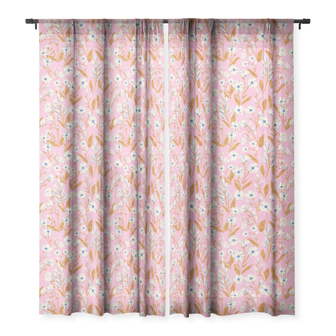 Schatzi Brown Penelope Floral Pink Sheer Window Curtain