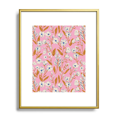 Schatzi Brown Penelope Floral Pink Metal Framed Art Print