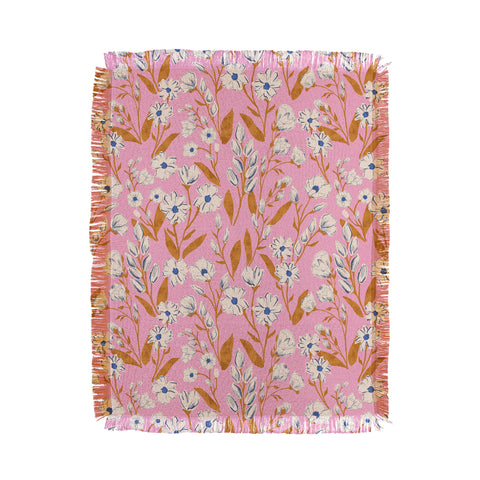 Schatzi Brown Penelope Floral Pink Throw Blanket