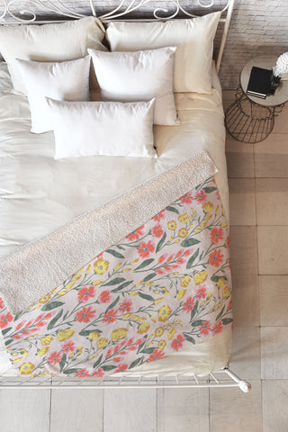 Schatzi Brown Penelope Floral Summer Fleece Throw Blanket