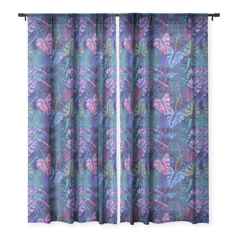 Schatzi Brown Phoenix Tropical Indigo Sheer Window Curtain