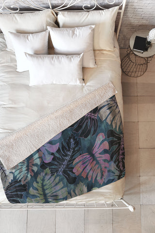 Schatzi Brown Phoenix Tropical Juniper Fleece Throw Blanket