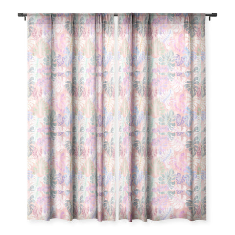 Schatzi Brown Phoenix Tropical Peach Sheer Window Curtain