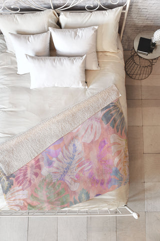 Schatzi Brown Phoenix Tropical Peach Fleece Throw Blanket