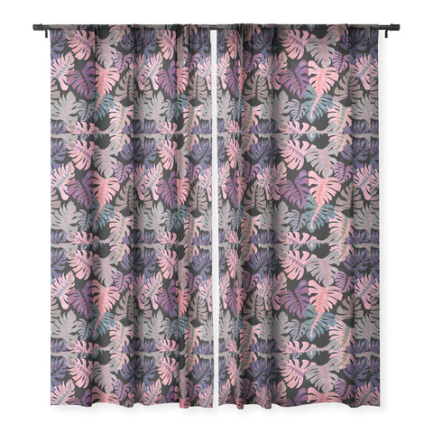 Schatzi Brown Phoenix Tropical Pink Sheer Window Curtain