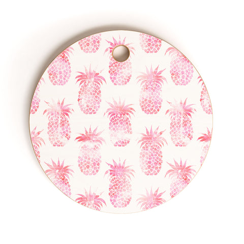 Schatzi Brown Pineapple Pink Cutting Board Round