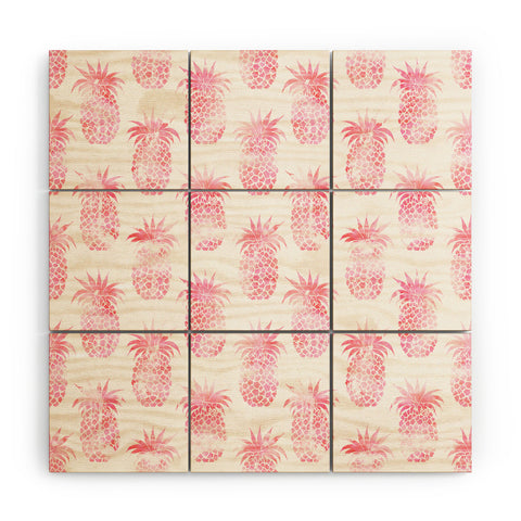 Schatzi Brown Pineapple Pink Wood Wall Mural