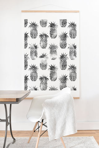 Schatzi Brown Pineapples Black Art Print And Hanger