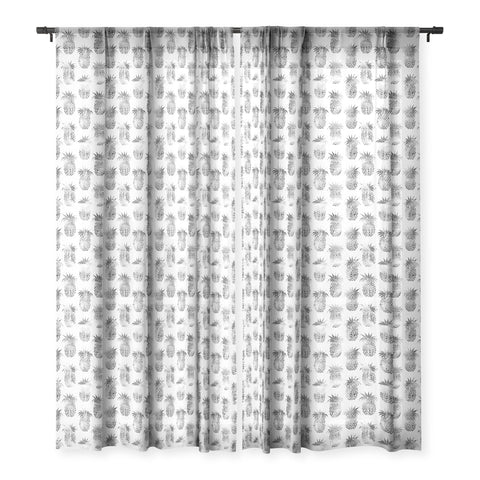 Schatzi Brown Pineapples Black Sheer Window Curtain
