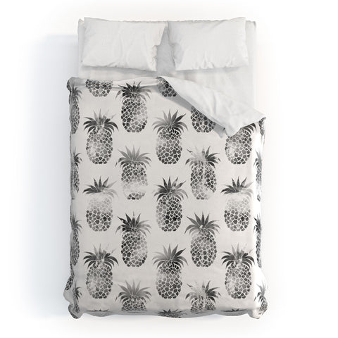 Schatzi Brown Pineapples Black Duvet Cover