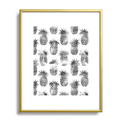 Schatzi Brown Pineapples Black Metal Framed Art Print
