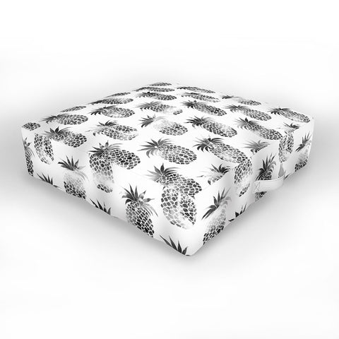 Schatzi Brown Pineapples Black Outdoor Floor Cushion