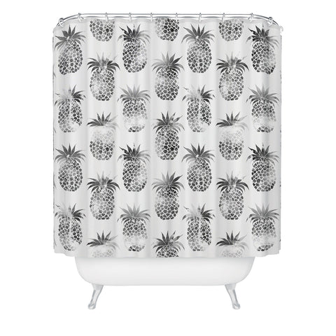 Schatzi Brown Pineapples Black Shower Curtain