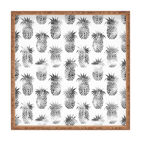 Schatzi Brown Pineapples Black Square Tray