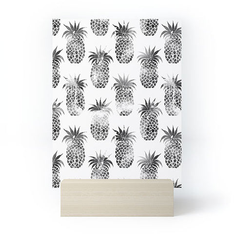 Schatzi Brown Pineapples Black Mini Art Print