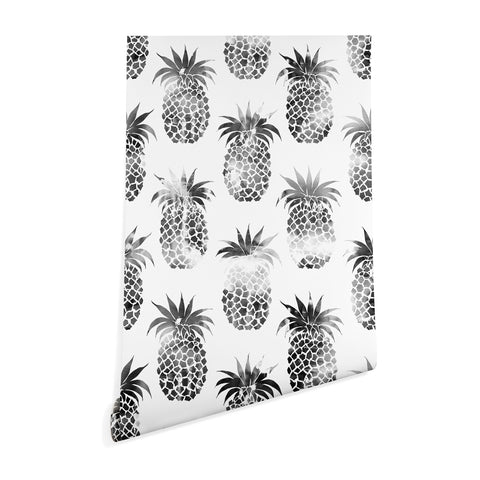 Schatzi Brown Pineapples Black Wallpaper