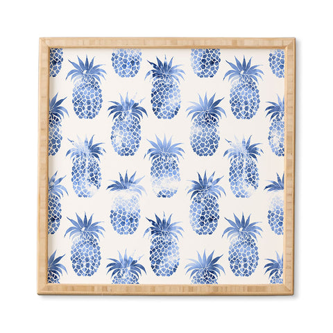 Schatzi Brown Pineapples Blue Framed Wall Art