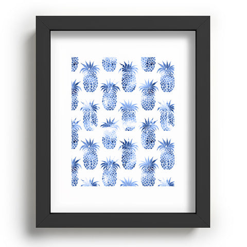 Schatzi Brown Pineapples Blue Recessed Framing Rectangle