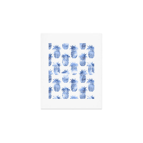 Schatzi Brown Pineapples Blue Art Print