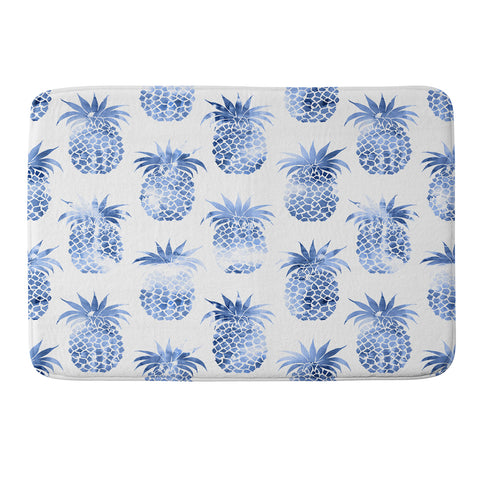 Schatzi Brown Pineapples Blue Memory Foam Bath Mat
