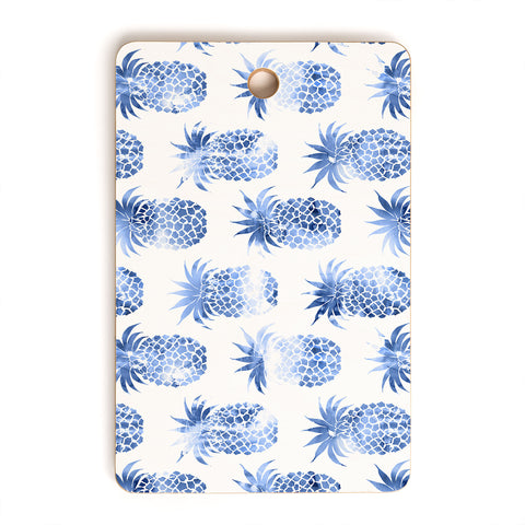 Schatzi Brown Pineapples Blue Cutting Board Rectangle