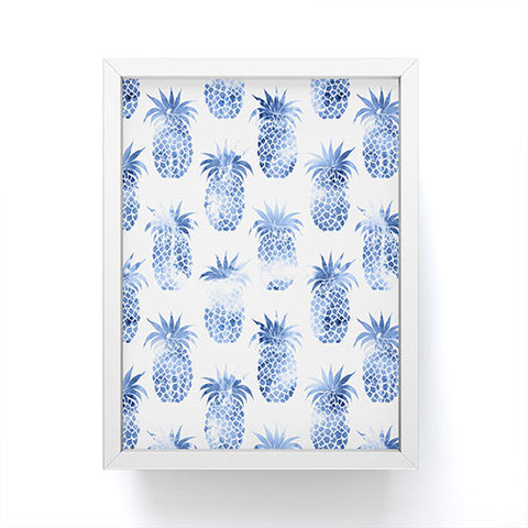 Schatzi Brown Pineapples Blue Framed Mini Art Print