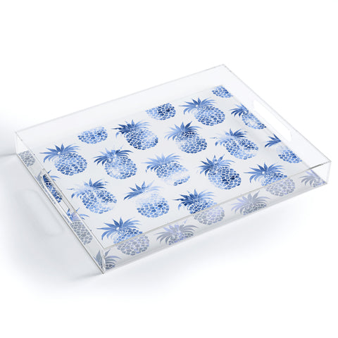 Schatzi Brown Pineapples Blue Acrylic Tray